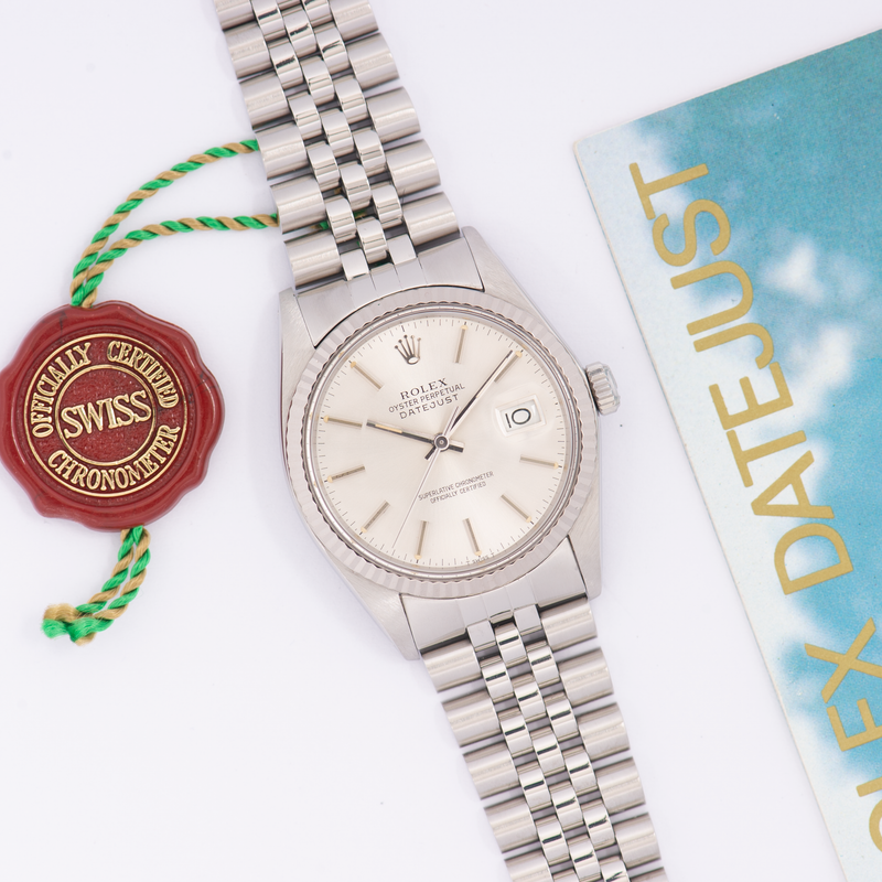 Rolex Oyster Perpetual Datejust 16014 Silver Stick Dial 1985