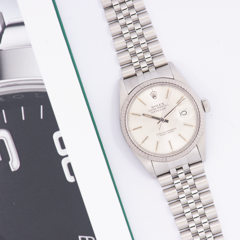 Rolex Oyster Perpetual Datejust 16014 Silver Stick Dial 1985