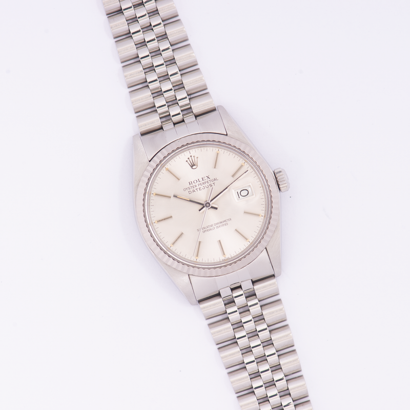 Rolex Oyster Perpetual Datejust 16014 Silver Stick Dial 1985