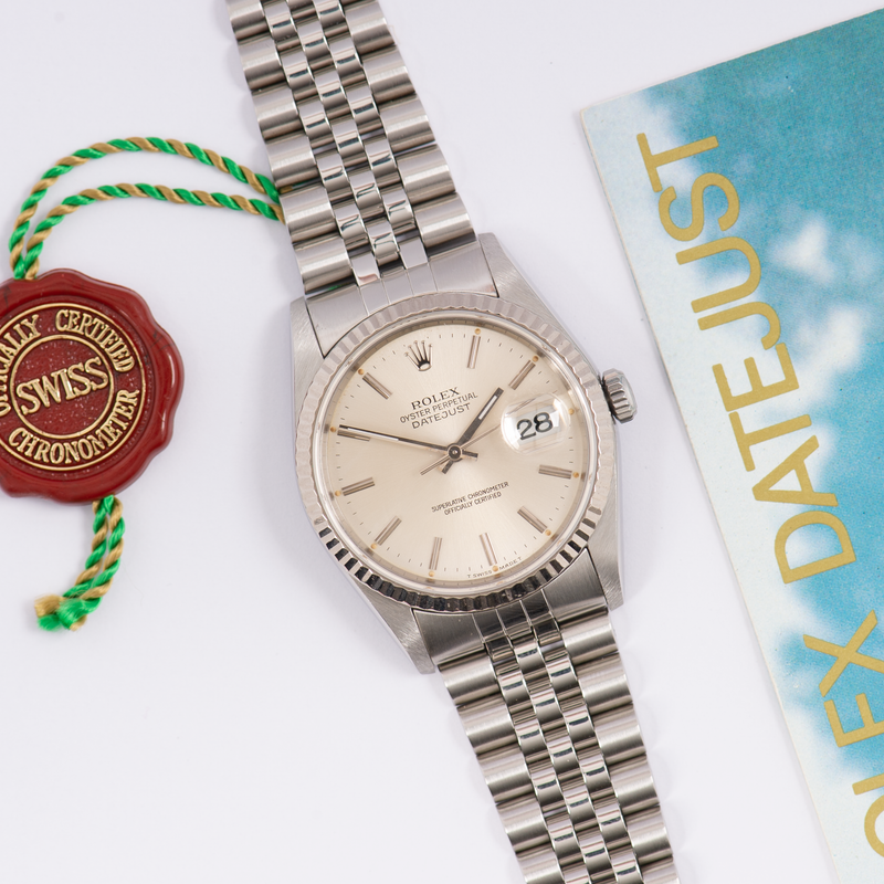 Rolex Oyster Perpetual Datejust 16234 Silver Stick Dial 1994