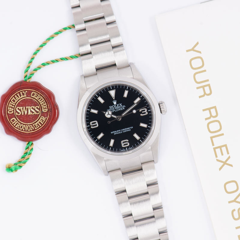 Rolex Oyster Perpetual Explorer 114270 Black Arabic Dial 2000 + Papers