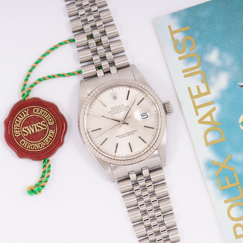 Rolex Oyster Perpetual Datejust 16014 Silver Stick Dial 1985