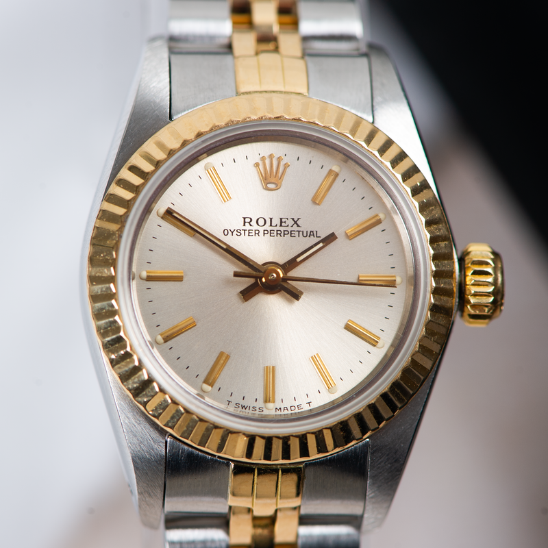 Rolex Lady Oyster Perpetual No Date 67193 Silver Dial 1989