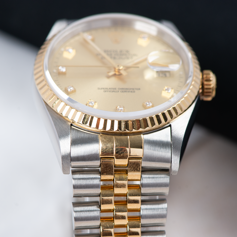 Rolex Oyster Perpetual Datejust 16233 Champagne Diamond Dial 1997