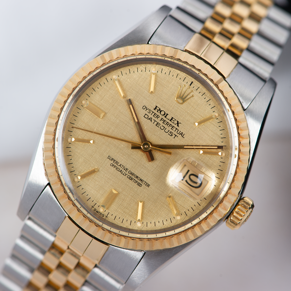 Rolex Oyster Perpetual datejust 16013 Champagne Linen Dial 1984