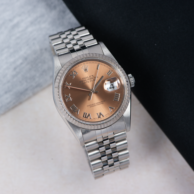 Rolex Oyster Perpetual Datejust 16234 Salmon Roman Dial 1996