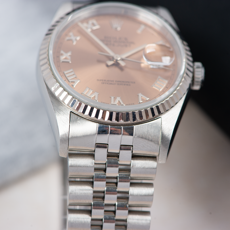 Rolex Oyster Perpetual Datejust 16234 Salmon Roman Dial 1996