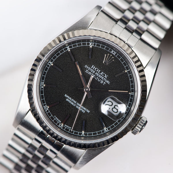 Rolex Oyster perpetual Datejust 16234 Black Stardust Dial 1991 FULL SET