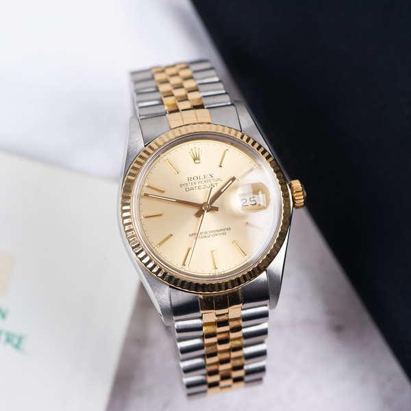 Rolex Oyster Perpetual Datejust 16013 Champagne Dial 1988 With Papers