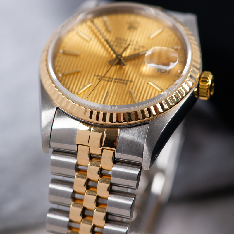 Rolex Oyster Perpetual datejust 16233 Champagne Tapestry Dial 1989